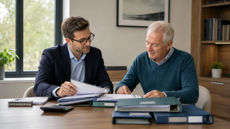 Older client receiving professional help with historic VAT returns and HMRC debt